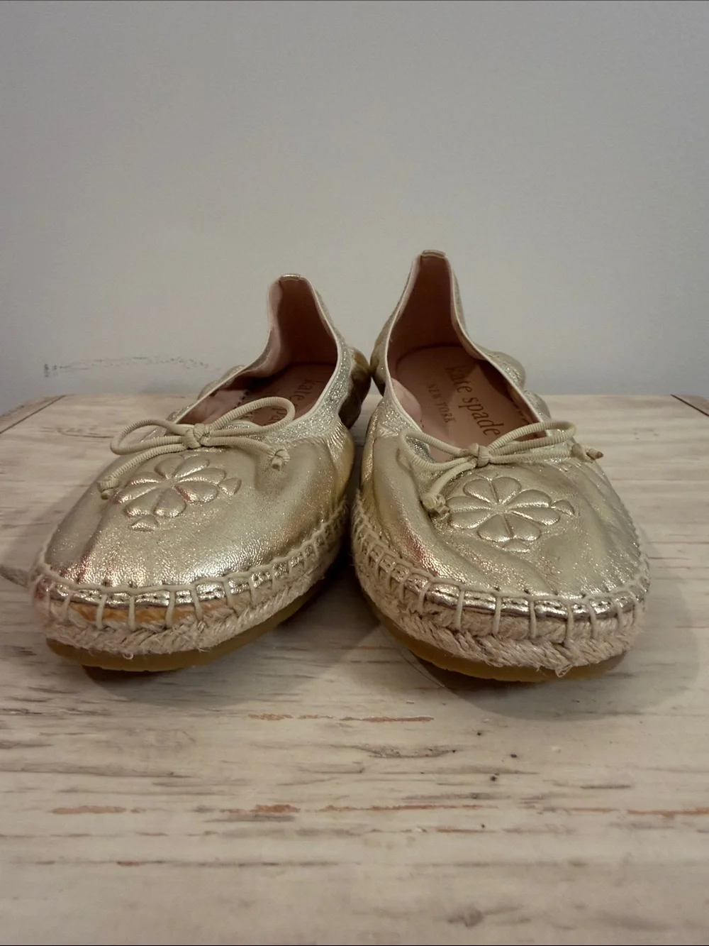 Kate Spade Clubhouse Leather Espadrille Flats in gold